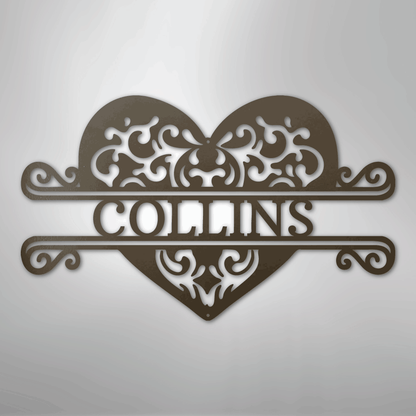 Custom Metal Wall Art - Personalized Heart Sign Stone