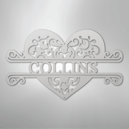 Custom Metal Wall Art - Personalized Heart Sign White