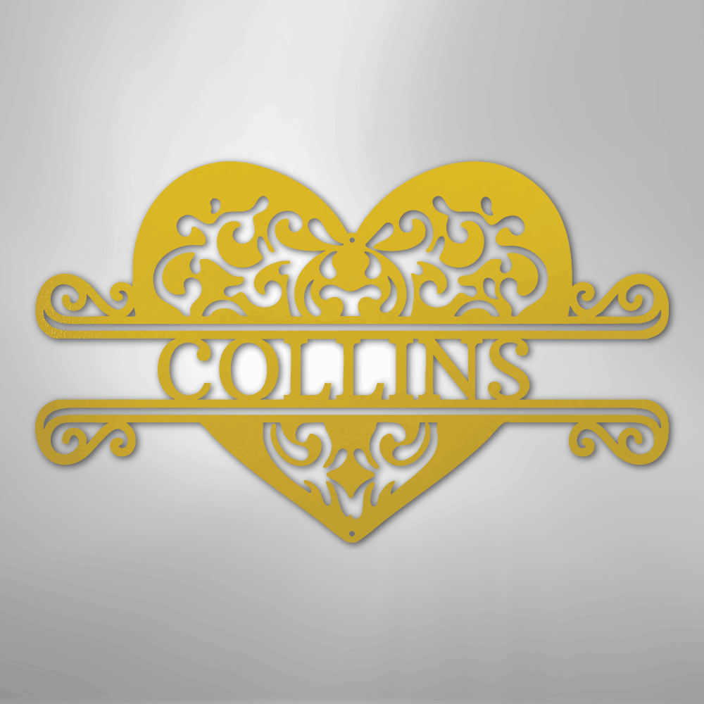 Custom Metal Wall Art - Personalized Heart Sign Yellow
