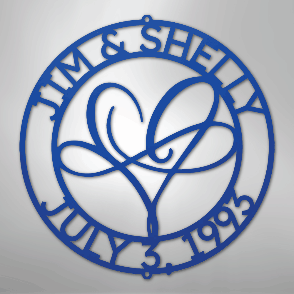 Custom Metal Wall Art - Personalized Wedding Infinity Name Sign Blue