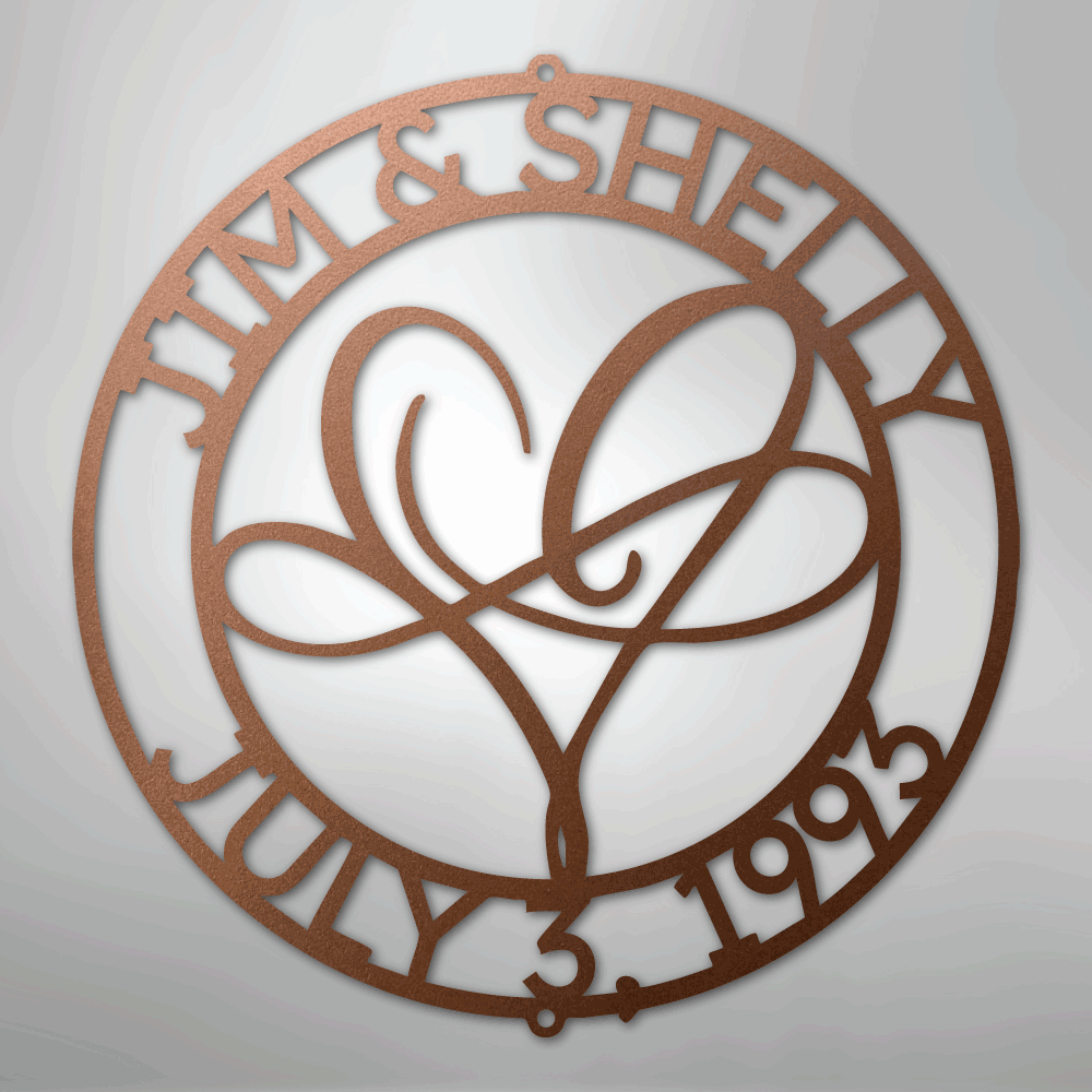 Custom Metal Wall Art - Personalized Wedding Infinity Name Sign Copper