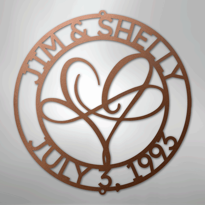 Custom Metal Wall Art - Personalized Wedding Infinity Name Sign Copper