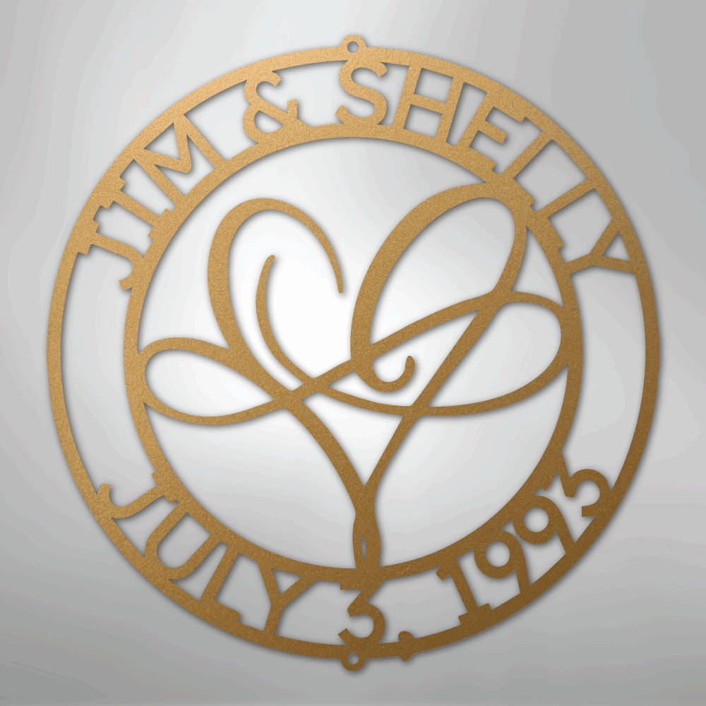 Custom Metal Wall Art - Personalized Wedding Infinity Name Sign Gold