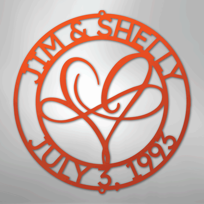 Custom Metal Wall Art - Personalized Wedding Infinity Name Sign Orange