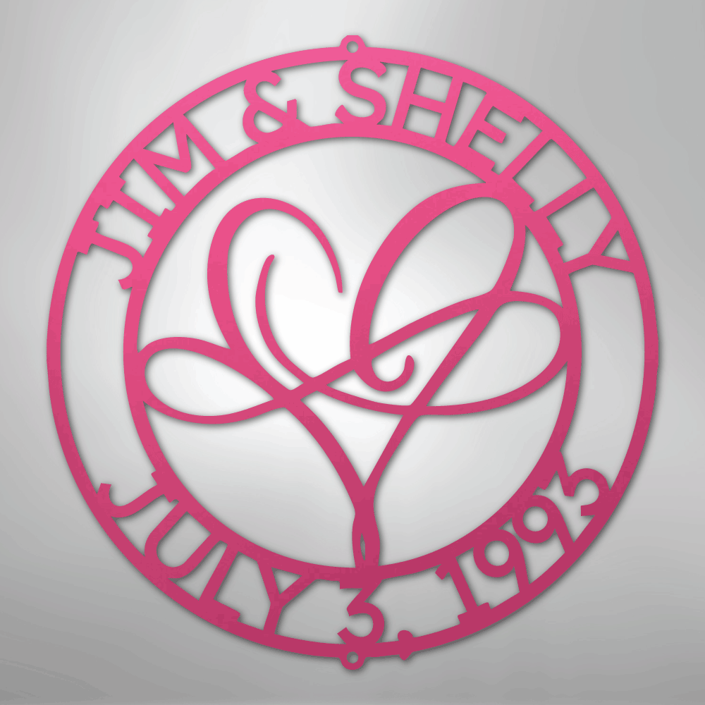 Custom Metal Wall Art - Personalized Wedding Infinity Name Sign Pink