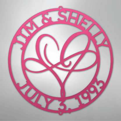 Custom Metal Wall Art - Personalized Wedding Infinity Name Sign Pink