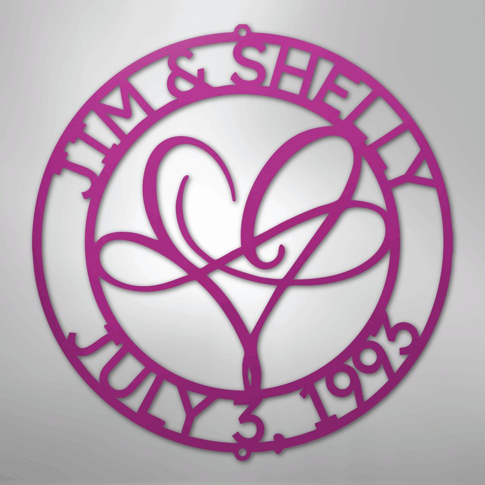 Custom Metal Wall Art - Personalized Wedding Infinity Name Sign Purple