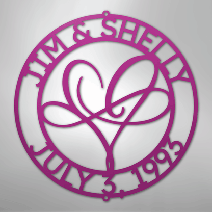Custom Metal Wall Art - Personalized Wedding Infinity Name Sign Purple