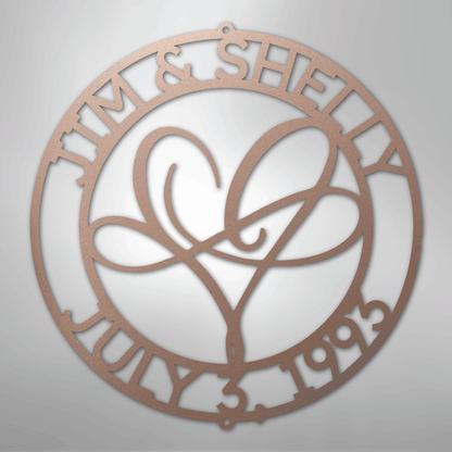 Custom Metal Wall Art - Personalized Wedding Infinity Name Sign Rose