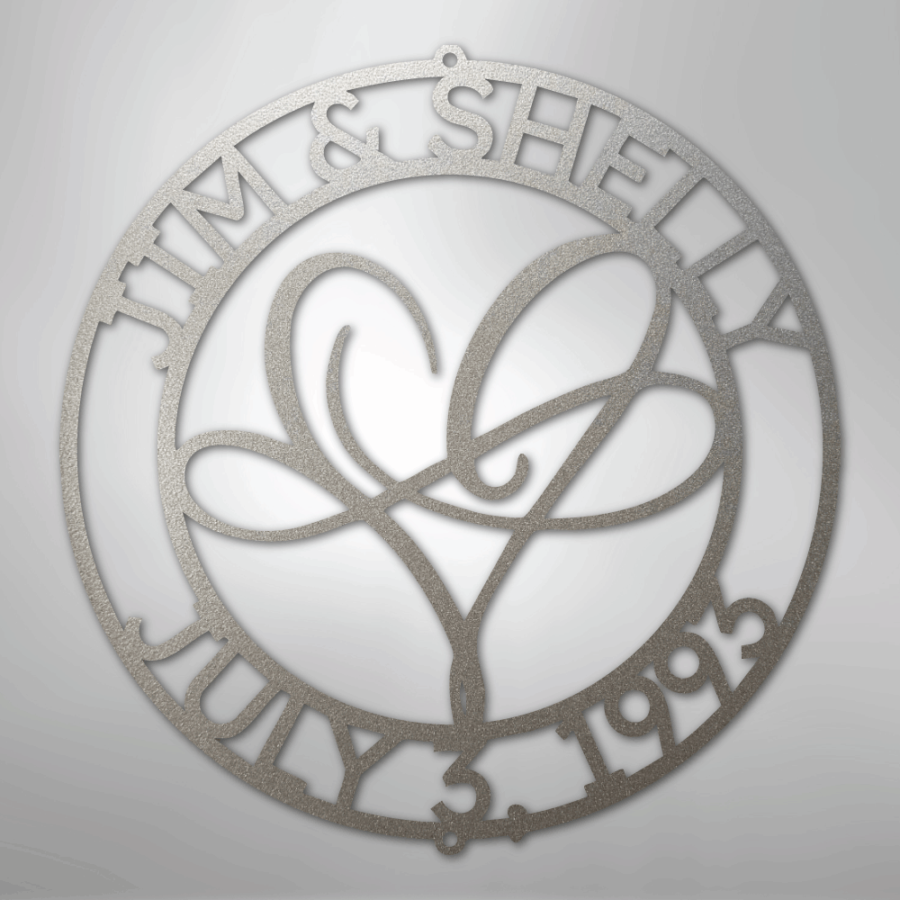 Custom Metal Wall Art - Personalized Wedding Infinity Name Sign Silver