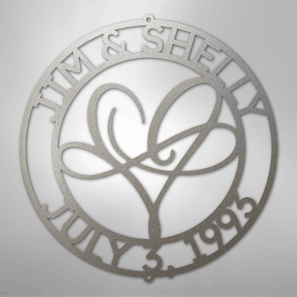 Custom Metal Wall Art - Personalized Wedding Infinity Name Sign Silver