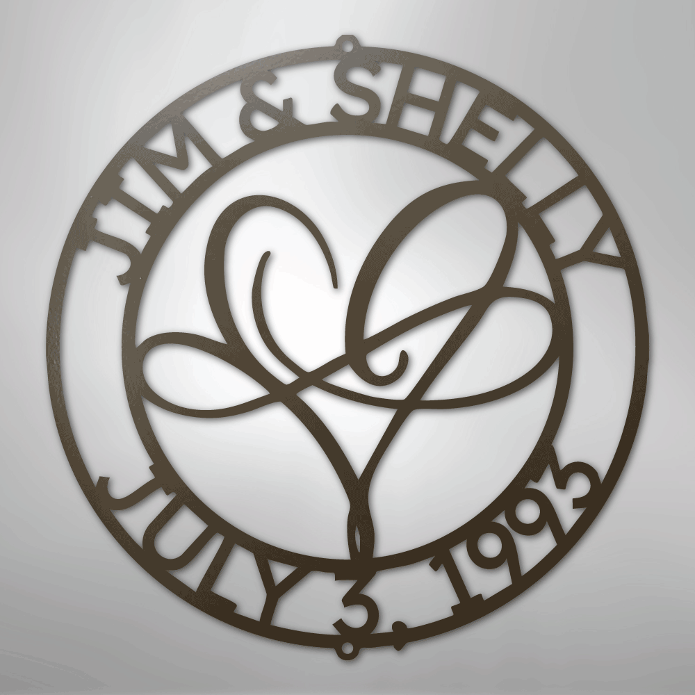 Custom Metal Wall Art - Personalized Wedding Infinity Name Sign Stone