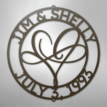 Custom Metal Wall Art - Personalized Wedding Infinity Name Sign Stone