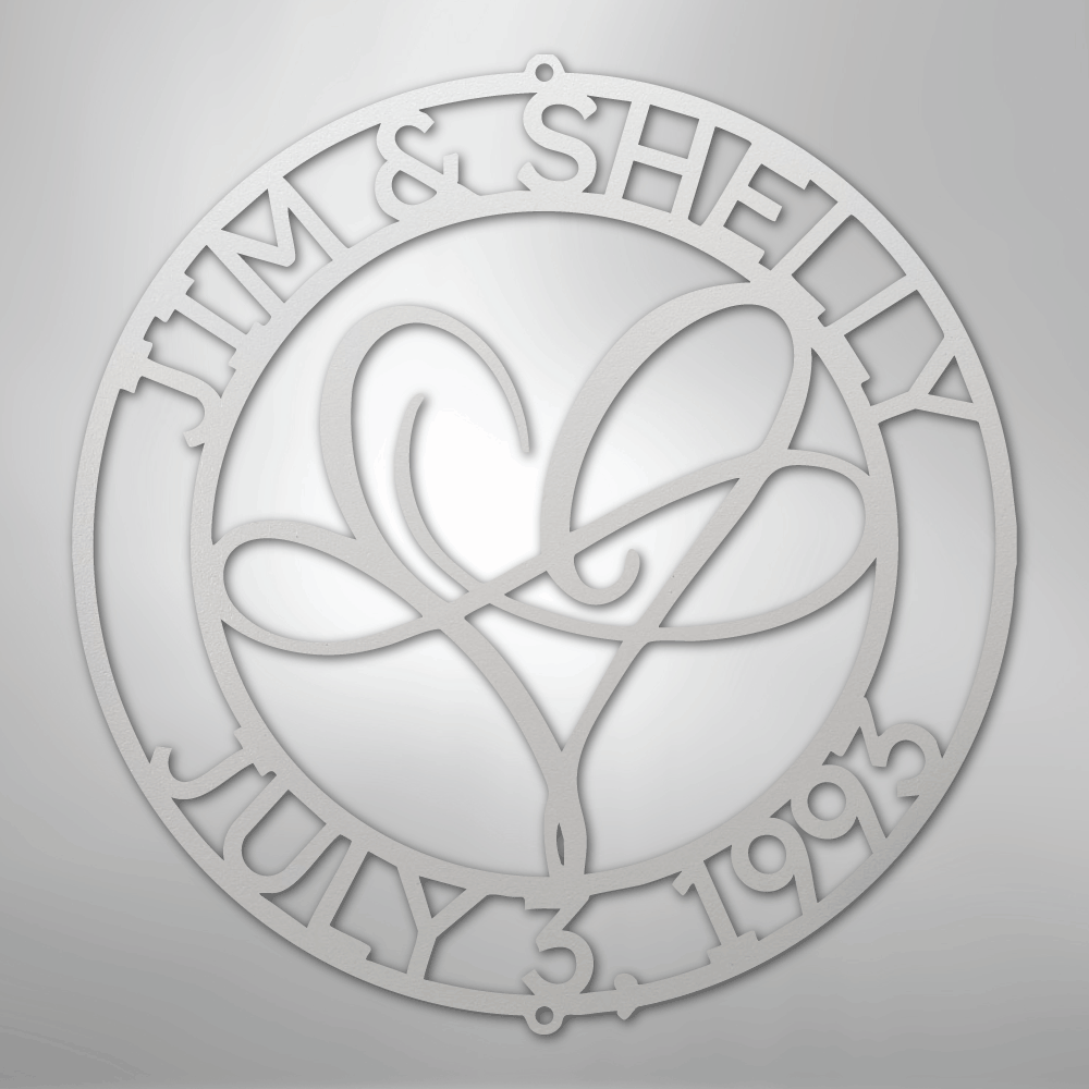 Custom Metal Wall Art - Personalized Wedding Infinity Name Sign White