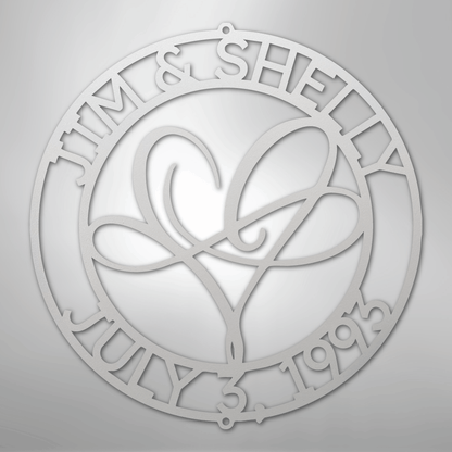 Custom Metal Wall Art - Personalized Wedding Infinity Name Sign White