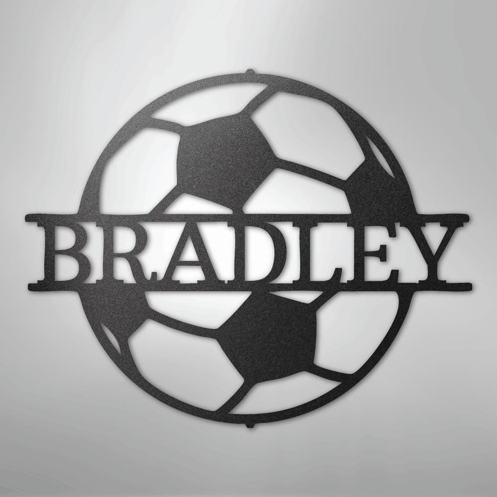 Custom Metal Wall Art - Personalized Soccer Ball Name Sign
