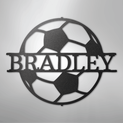 Custom Metal Wall Art - Personalized Soccer Ball Name Sign