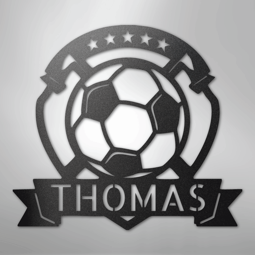 Custom Metal Wall Art - Personalized Soccer Ball Sign