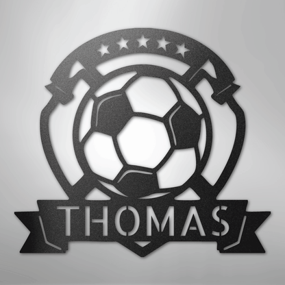 Custom Metal Wall Art - Personalized Soccer Ball Sign
