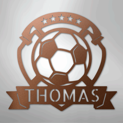 Custom Metal Wall Art - Personalized Soccer Ball Sign Copper