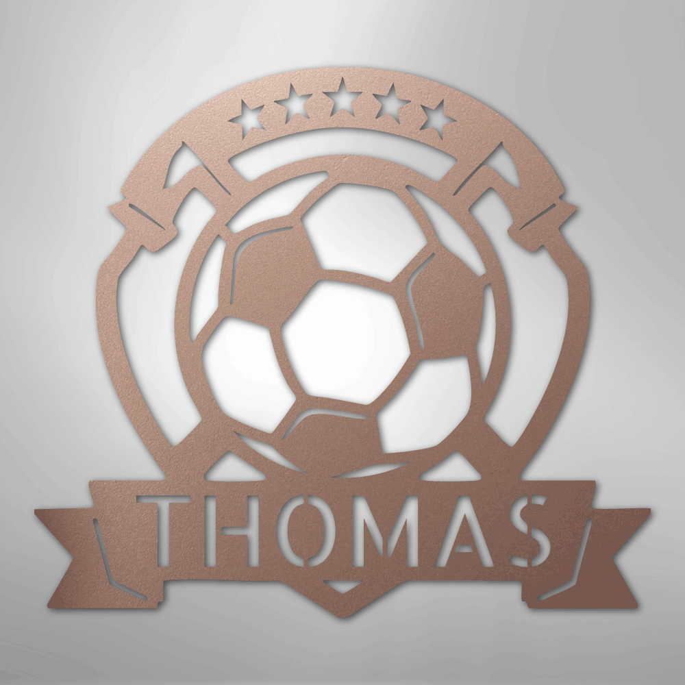 Custom Metal Wall Art - Personalized Soccer Ball Sign Rose