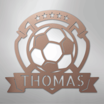 Custom Metal Wall Art - Personalized Soccer Ball Sign Rose