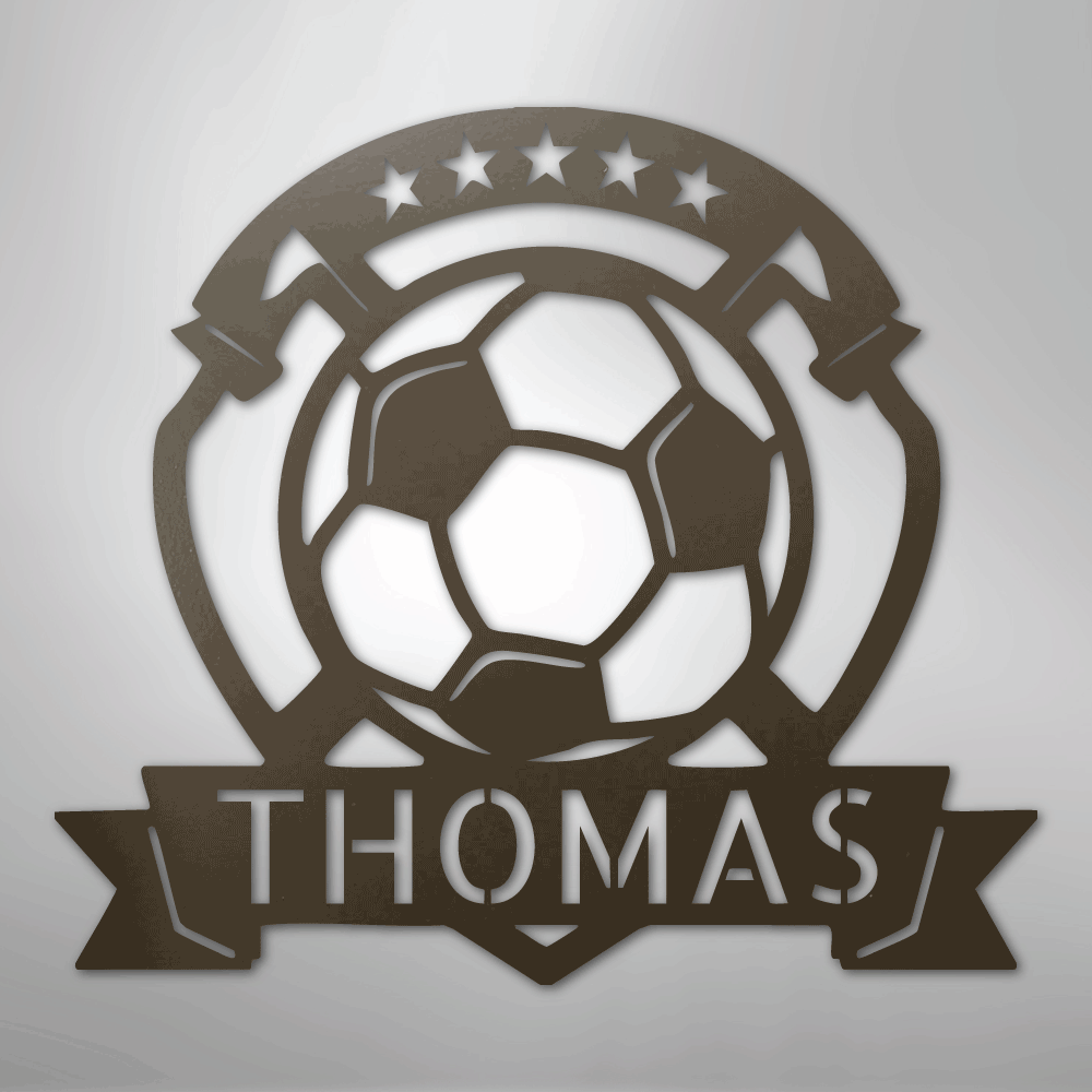 Custom Metal Wall Art - Personalized Soccer Ball Sign Stone