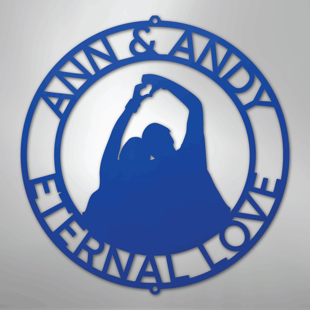 Custom Metal Wall Art - Personalized Couple Family Last Name Sign Blue