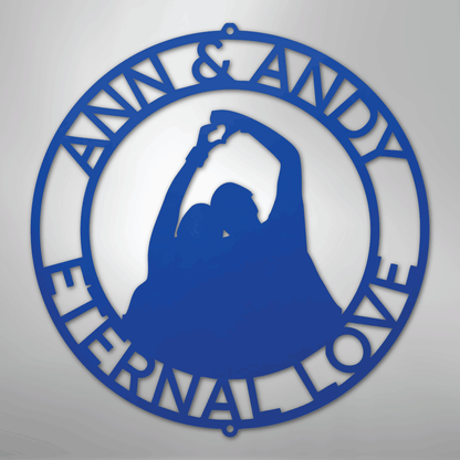 Custom Metal Wall Art - Personalized Couple Family Last Name Sign Blue
