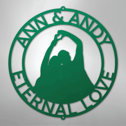 Custom Metal Wall Art - Personalized Couple Family Last Name Sign Green