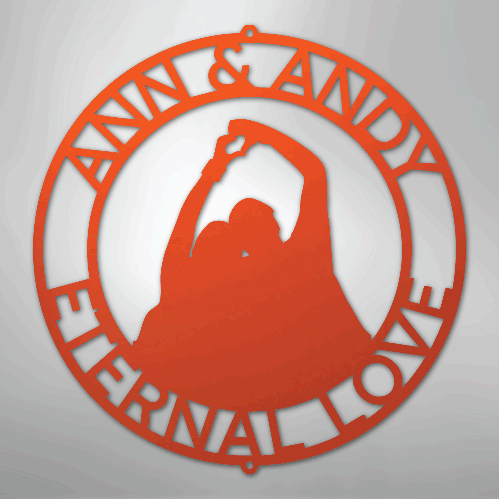 Custom Metal Wall Art - Personalized Couple Family Last Name Sign Orange