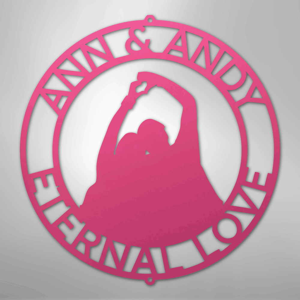 Custom Metal Wall Art - Personalized Couple Family Last Name Sign Pink