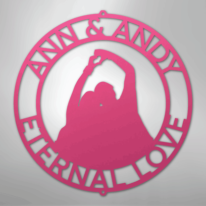 Custom Metal Wall Art - Personalized Couple Family Last Name Sign Pink