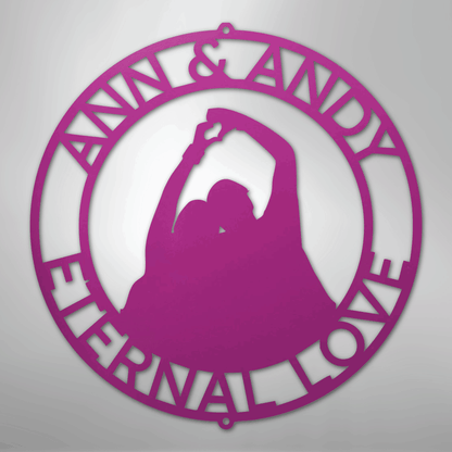 Custom Metal Wall Art - Personalized Couple Family Last Name Sign Purple