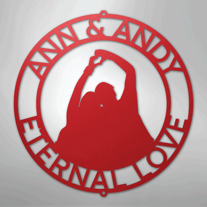 Custom Metal Wall Art - Personalized Couple Family Last Name Sign Red