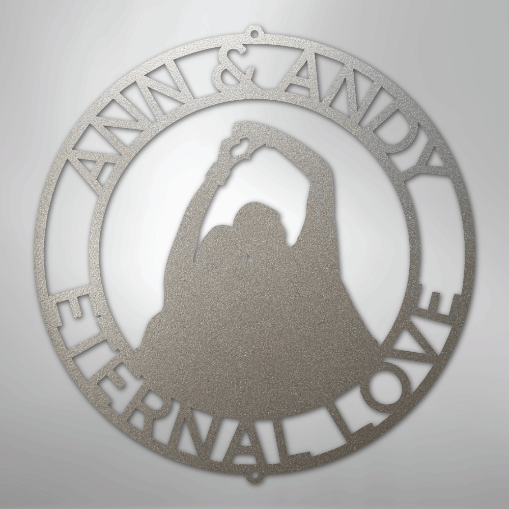 Custom Metal Wall Art - Personalized Couple Family Last Name Sign Silver