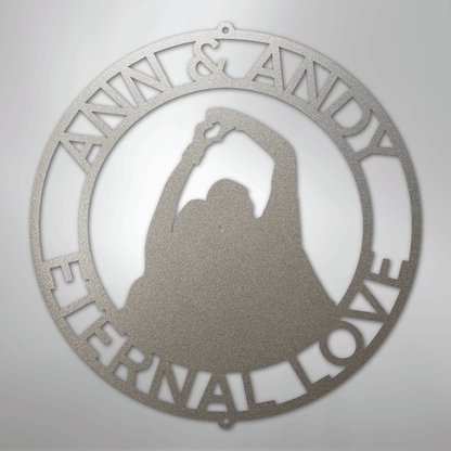 Custom Metal Wall Art - Personalized Couple Family Last Name Sign Silver
