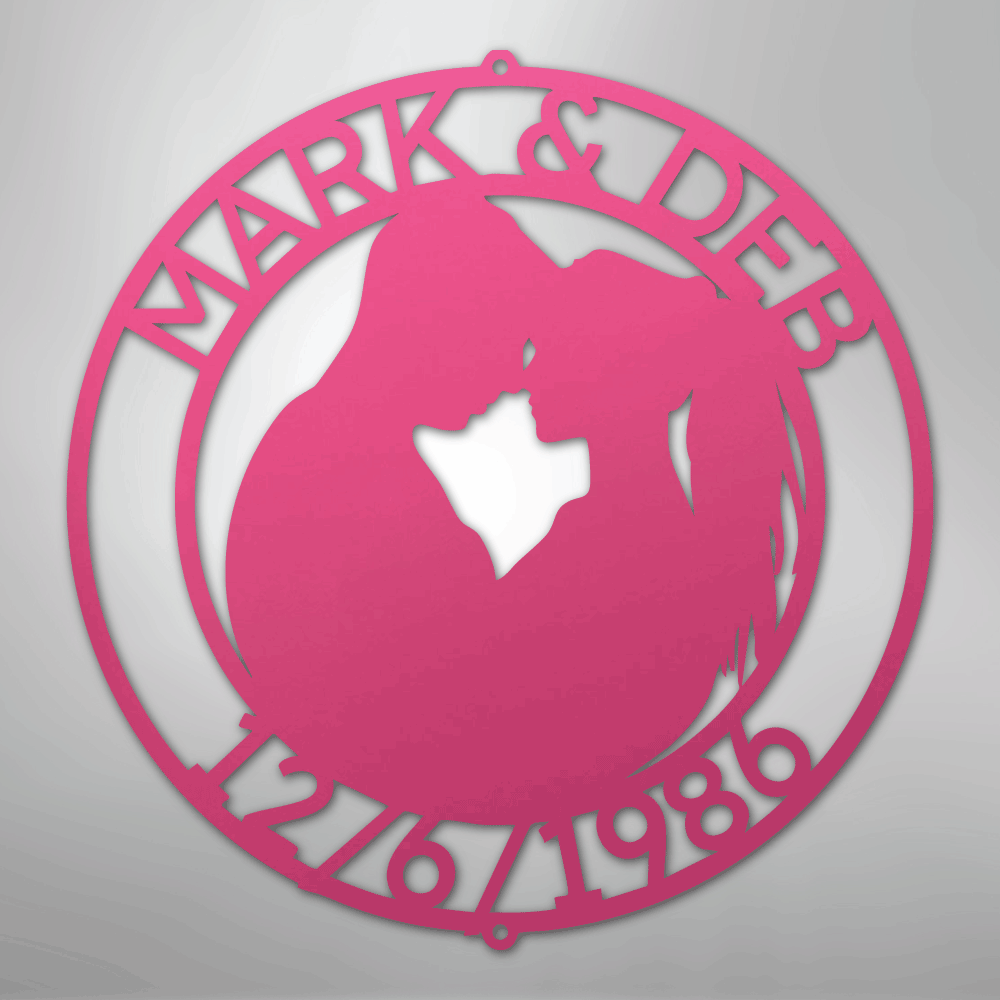 Custom Metal Wall Art - Personalized Anniversary Sign Pink