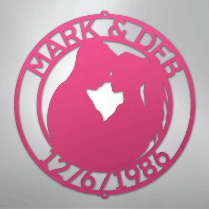 Custom Metal Wall Art - Personalized Anniversary Sign Pink