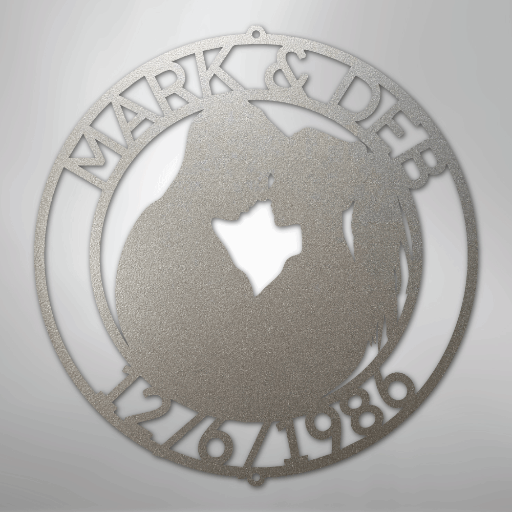 Custom Metal Wall Art - Personalized Anniversary Sign Silver