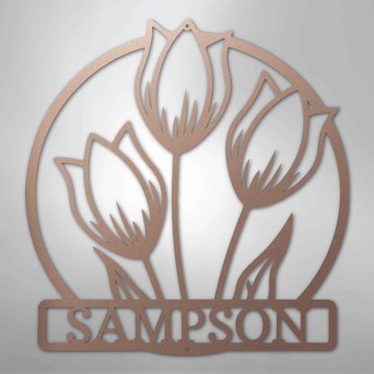 Custom Metal Wall Art - Personalized Tulip Sign Rose