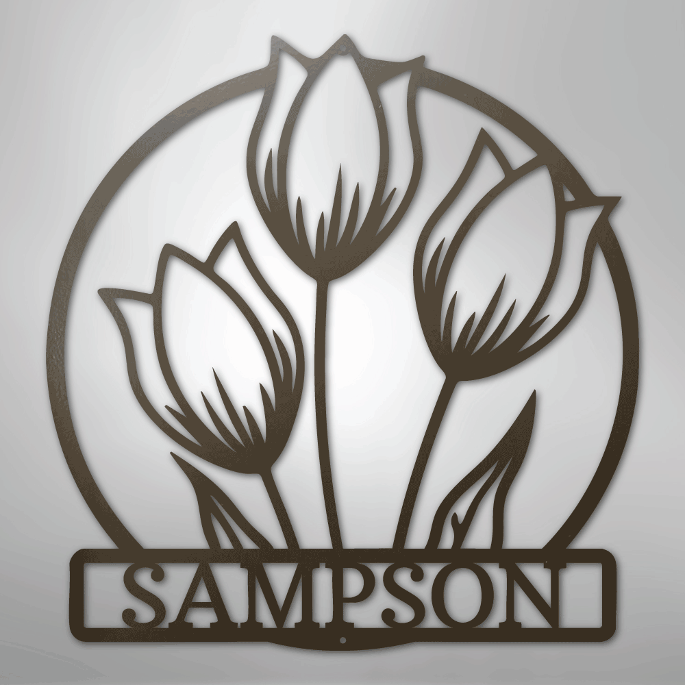 Custom Metal Wall Art - Personalized Tulip Sign Stone