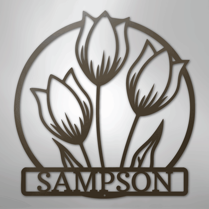 Custom Metal Wall Art - Personalized Tulip Sign Stone
