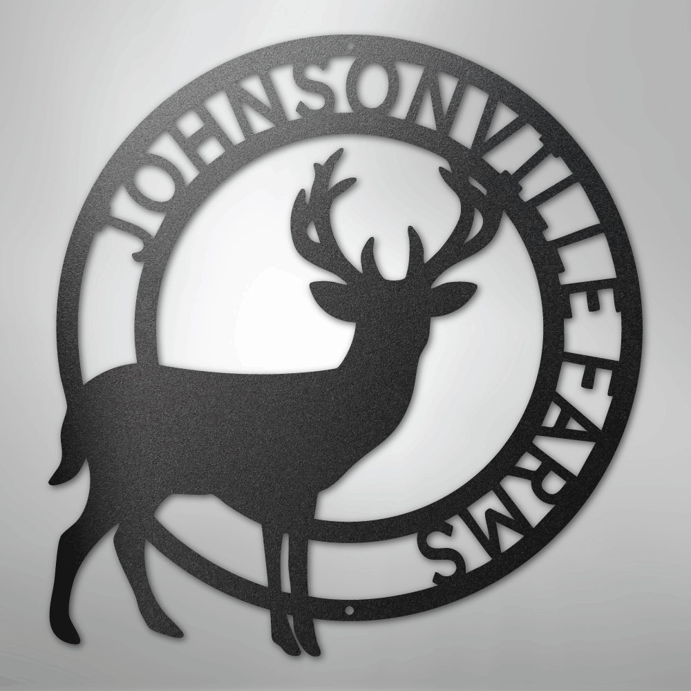 Custom Metal Wall Art - Personalized Stag Antler Monogram Sign