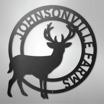 Custom Metal Wall Art - Personalized Stag Antler Monogram Sign