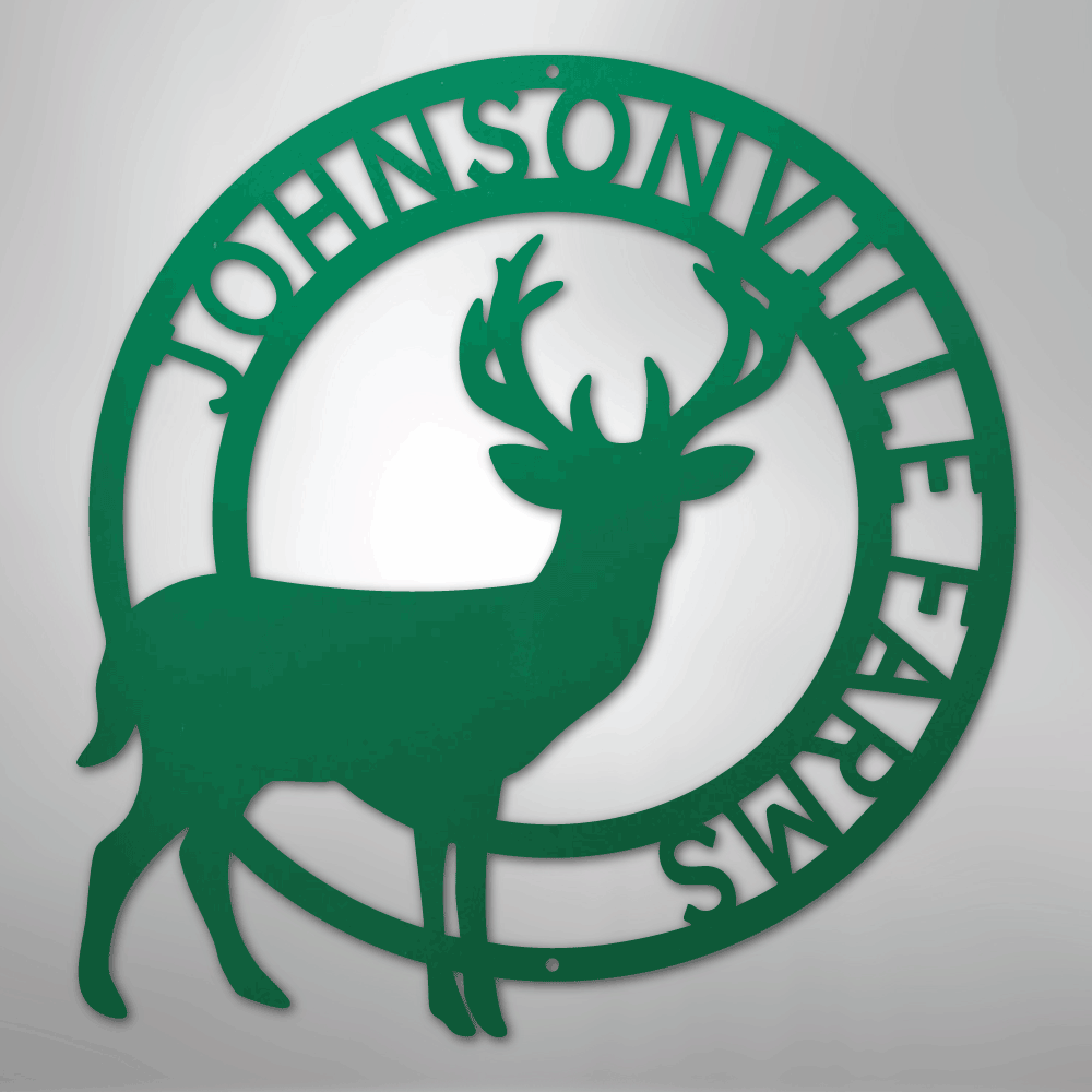 Custom Metal Wall Art - Personalized Stag Antler Monogram Sign Green