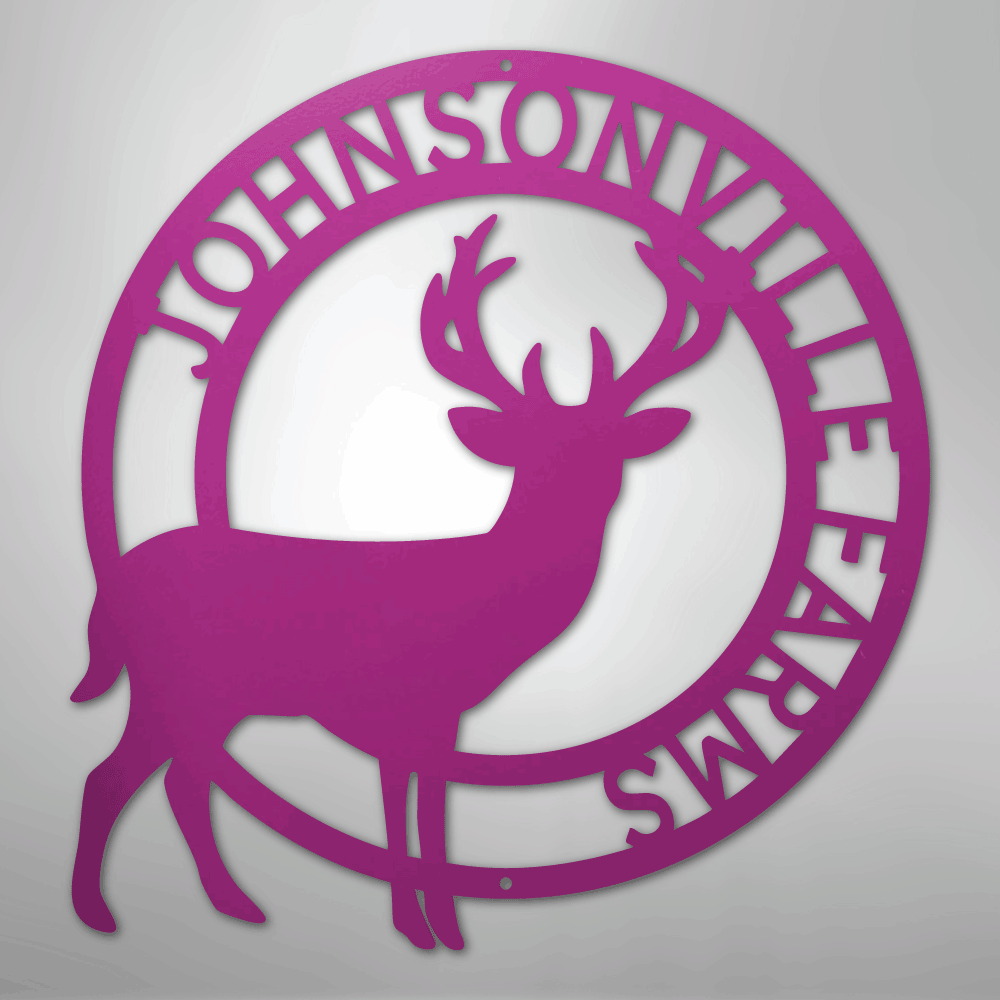Custom Metal Wall Art - Personalized Stag Antler Monogram Sign Purple