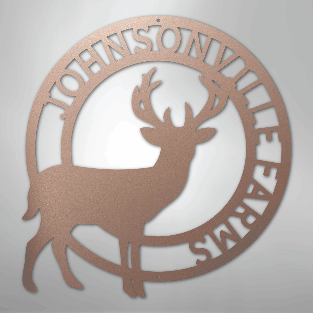 Custom Metal Wall Art - Personalized Stag Antler Monogram Sign Rose