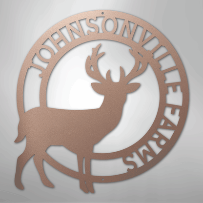 Custom Metal Wall Art - Personalized Stag Antler Monogram Sign Rose