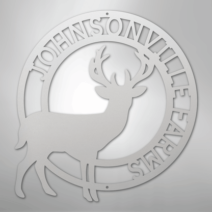 Custom Metal Wall Art - Personalized Stag Antler Monogram Sign White